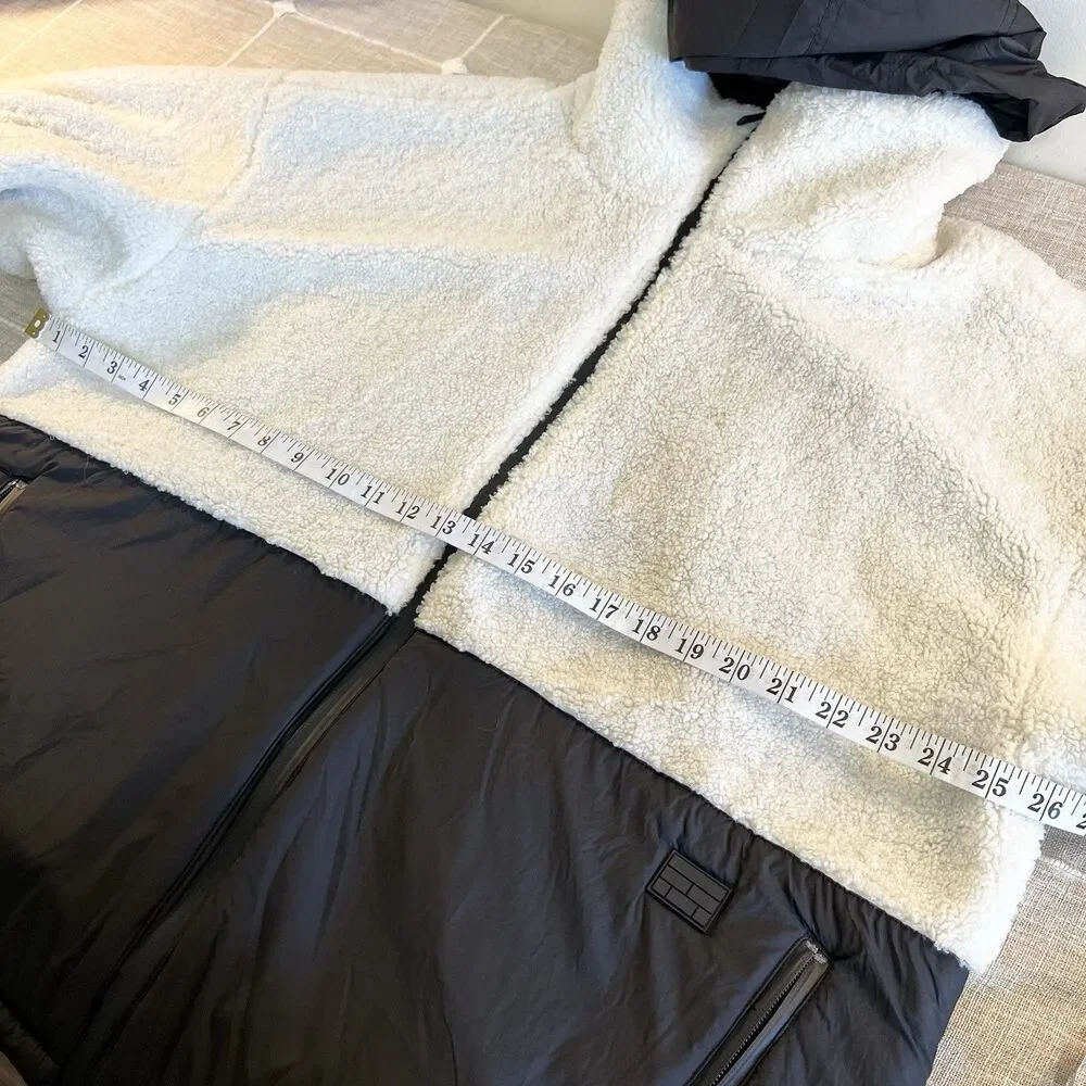 Frame Sherpa & Tech Taffeta Anorak Coat Jacket Black & White Women’s XL NWT